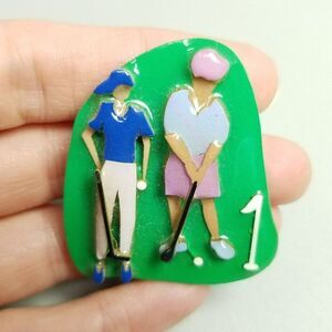 Vintage Woman Pins by Lucinda Golf Them Brooch, Golfer Golfing Lapel Pin